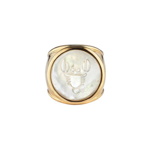 
            
                Load image into Gallery viewer, ASHA Cancer Zodiac Ring 14k Vermeil and Mother of Pearl
            
        