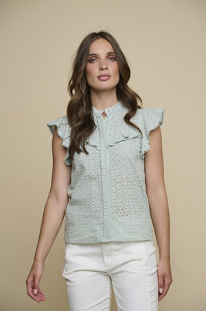 
            
                Load image into Gallery viewer, Rino &amp;amp; Pelle Ganet Eyelet Ruffle Blouse
            
        