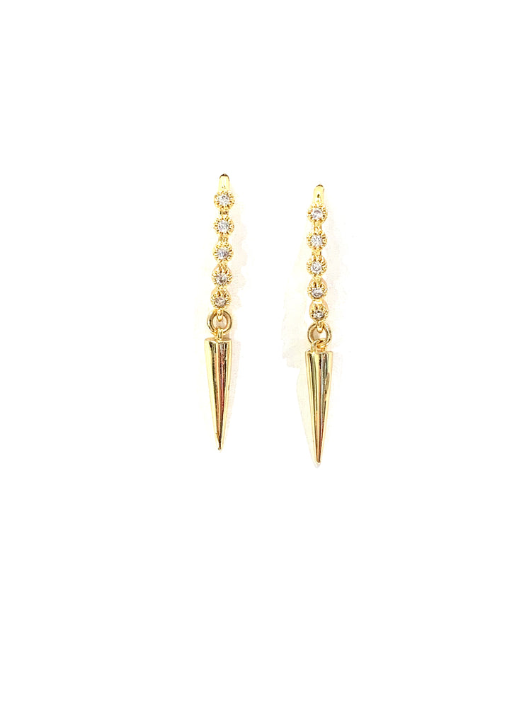 Erin Steele Jewelry Gold CZ Drop Earrings w/ Spikes