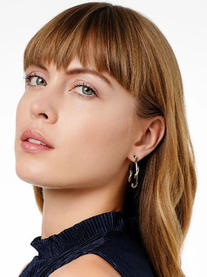 
            
                Load image into Gallery viewer, Freida Rothman Midnight Pave Roped Hoop Earrings
            
        