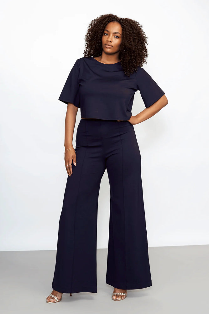 Ripley Rader Ponte Knit Wide Leg Pant Ankle Edit, Navy – Intrigue