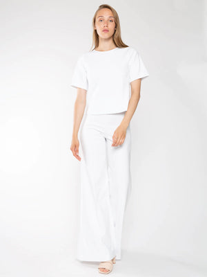 
            
                Load image into Gallery viewer, Ripley Rader Ponte Knit Short Sleeve Top Extended, White
            
        