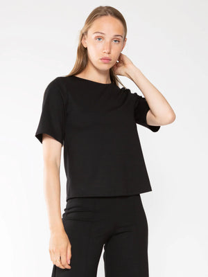 Ripley Rader Ponte Knit Short Sleeve Top Extended, Black