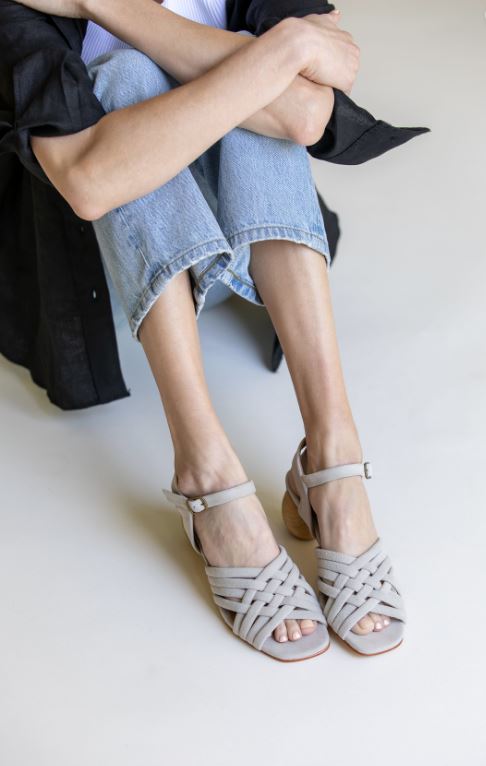
            
                Load image into Gallery viewer, Huma Blanco Heather Sandal with Woven Suede Straps
            
        
