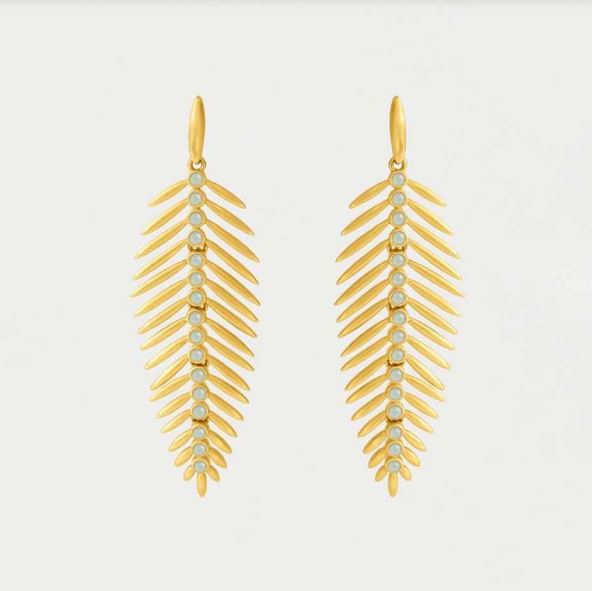 
            
                Load image into Gallery viewer, Dean Davidson Sol Statement Feather Gemstone Earrings, Ocean Blue
            
        